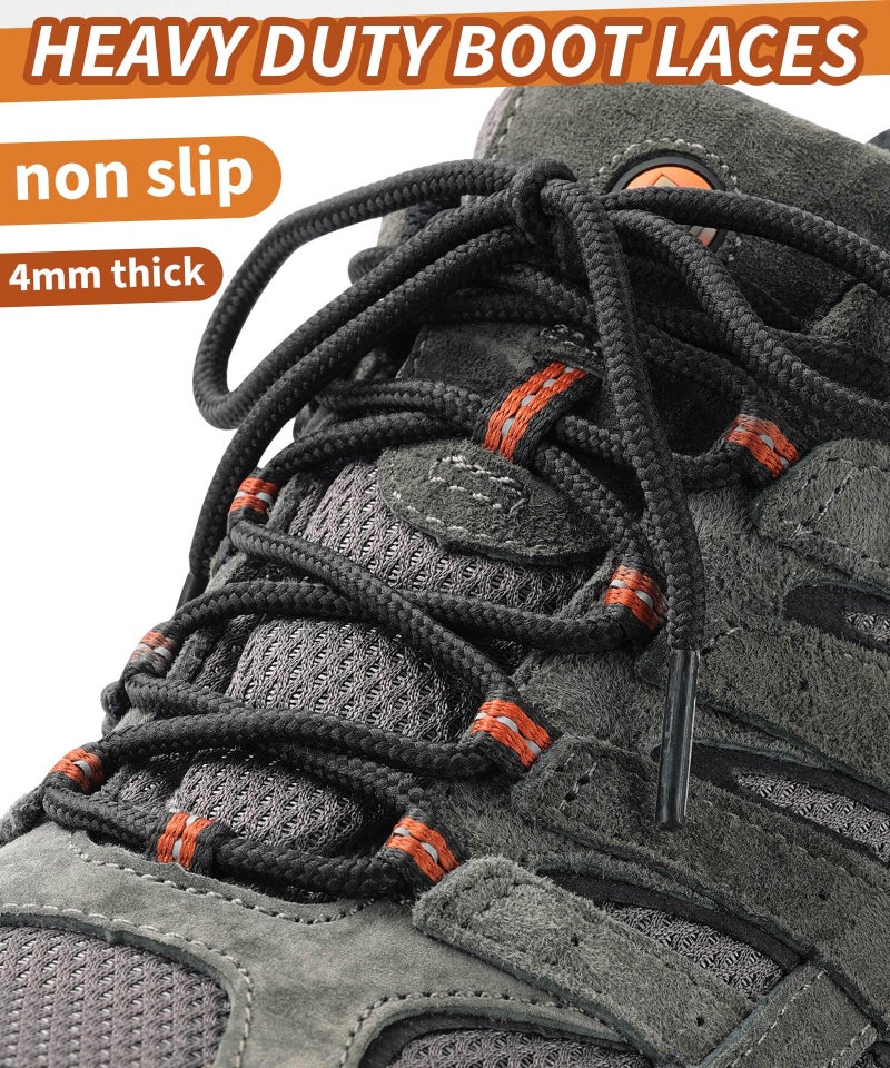 Handshop 2 Pairs Round Boots Shoelaces 4 MM Athletic Replacement Shoe Laces 30-63â€³ Shoestrings for Running Sporting Walking Black 150 - Image 2