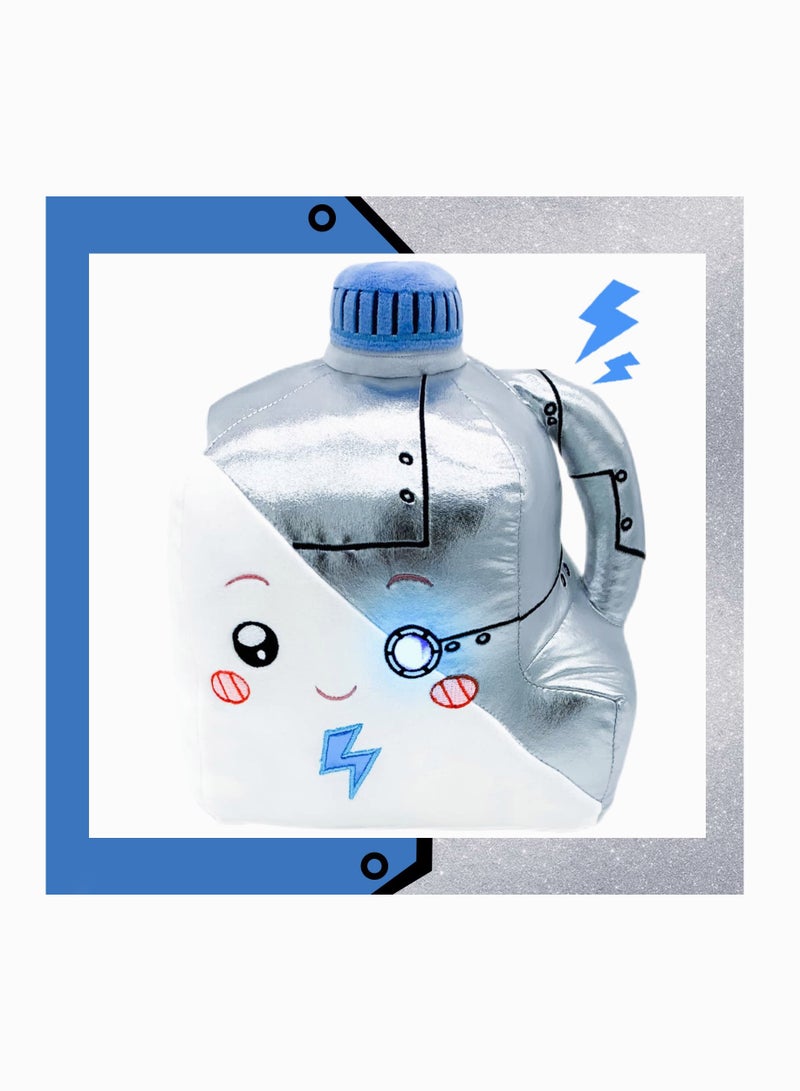 SYOSI Milk Cup Cyborg Plush Toy,  Cute Lanky Plush Toy, Eye with LED Lightt, Half Robot, Great Gift for Kids, Cartoon Fans (9.4 Inches) - Image 1