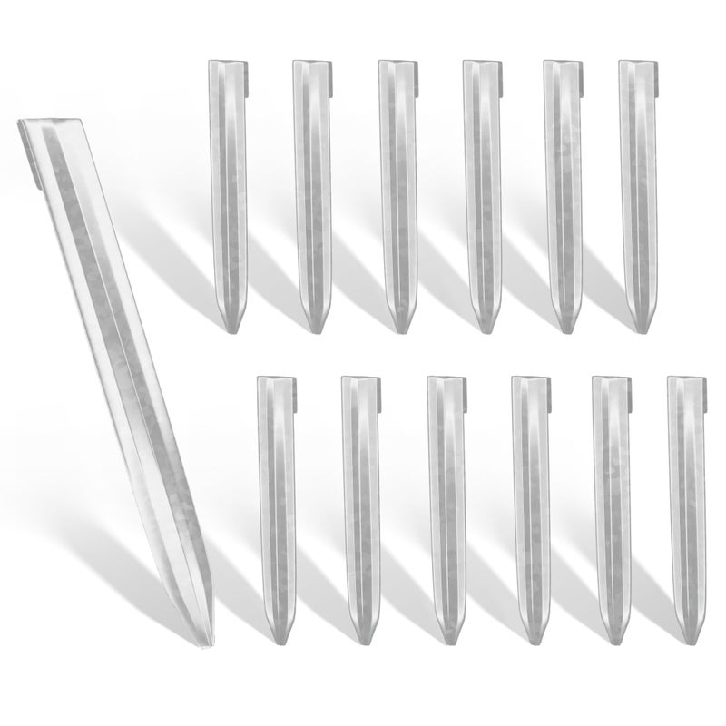 Worth Landscape Edging Stakes, 13Pcs 8Inch Corrugated Metal Garden Stakes Galvanized Steel Bender Board Anchoring Spikes, Silver - Image 1