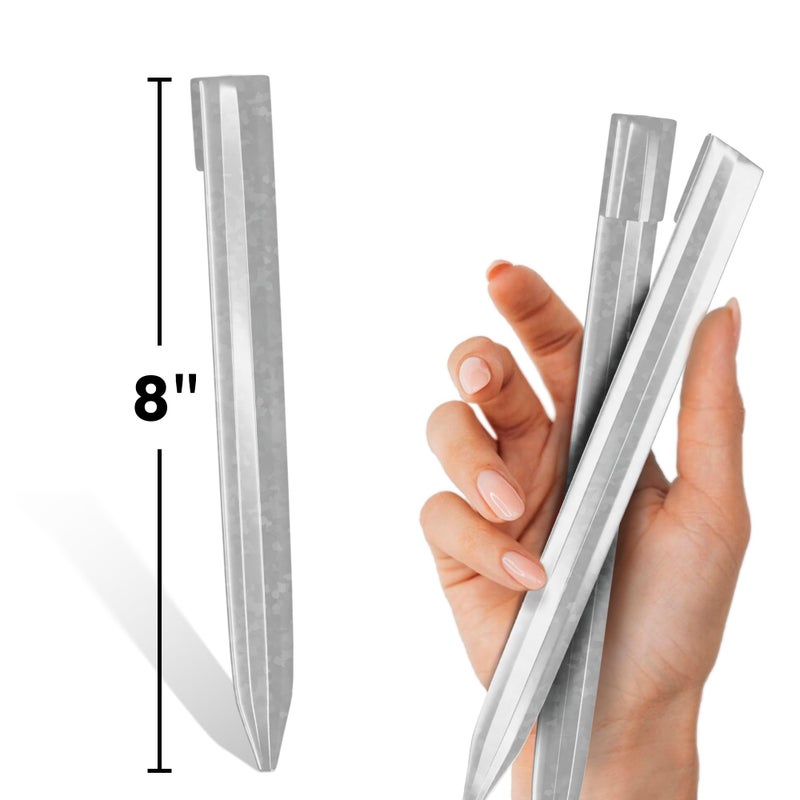 Worth Landscape Edging Stakes, 13Pcs 8Inch Corrugated Metal Garden Stakes Galvanized Steel Bender Board Anchoring Spikes, Silver - Image 2
