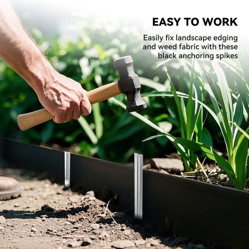 Worth Landscape Edging Stakes, 13Pcs 8Inch Corrugated Metal Garden Stakes Galvanized Steel Bender Board Anchoring Spikes, Silver - Image 3