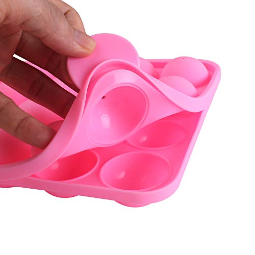 WARMBUY 20 Cavity Silicone Cake Pop Mold Lollipop Baking Mold Tray with Sticks, Pink - Image 4