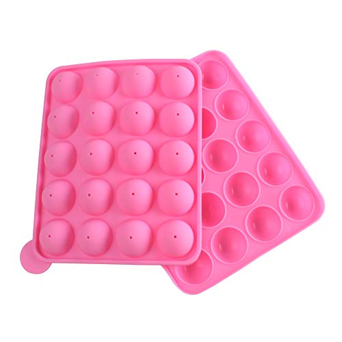 WARMBUY 20 Cavity Silicone Cake Pop Mold Lollipop Baking Mold Tray with Sticks, Pink - Image 2