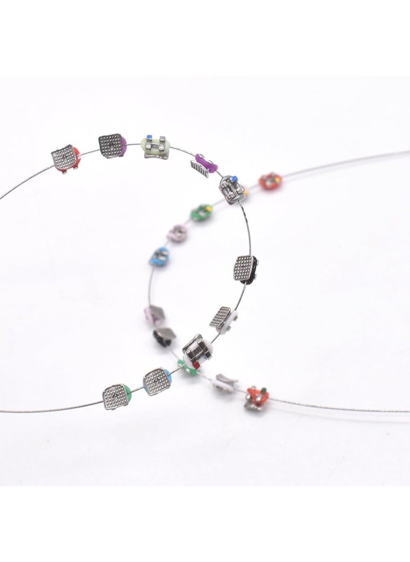 HaLunhi Temporary Tooth Decoration with Metal Wires，Metal Bracket and Orthodontic Ligature Ties，Practice Props for Dental Students（Colorful）  - Image 3