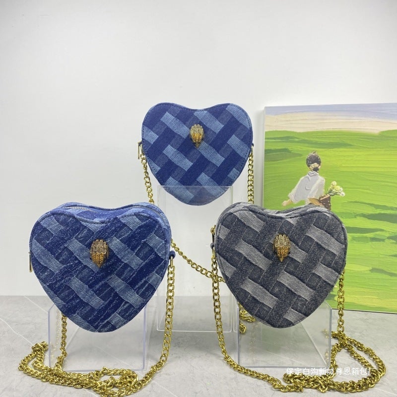 Summer Style Women'S Shoulder Crossbody Chain Bag, Textured Peach Heart Women'S Bag, Woven Denim Eagle Head Bag, Women'S Bag - Image 2
