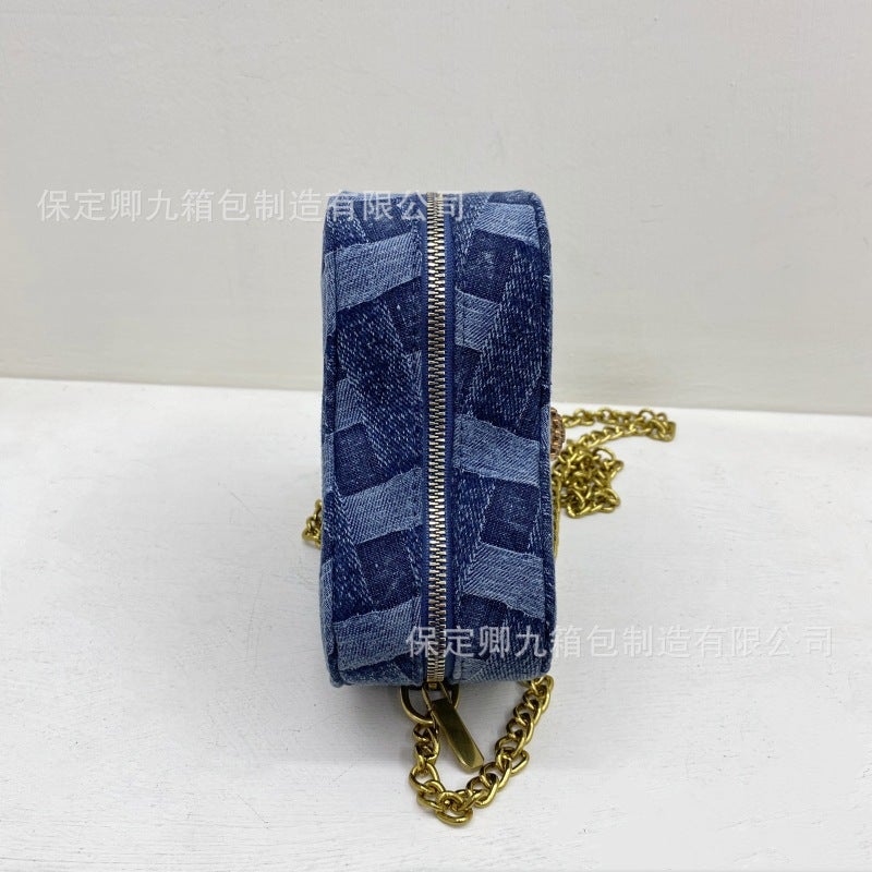 Summer Style Women'S Shoulder Crossbody Chain Bag, Textured Peach Heart Women'S Bag, Woven Denim Eagle Head Bag, Women'S Bag - Image 5