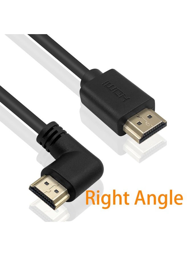 Poyiccot HDMI 2.0 Male to Male Cable 90 Degree, 2 Feet / 60cm Gold Plated High Speed HDMI Male to Male Right Angle Cable 60Hz, 4K 2K (M/M Right) - Image 2
