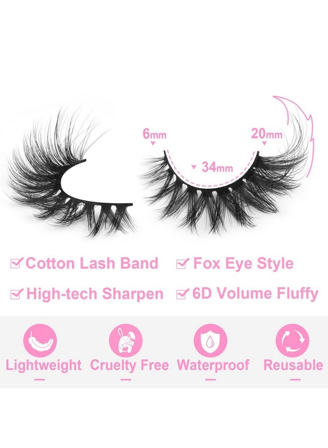 Kiromiro Fox Eye Lashes Fluffy Faux Mink Eyelashes Wispy Cat Eye Long False Eyelahses Dramatic Cross Full Volume Strip Lashes Pack 7 Pairs - Image 5