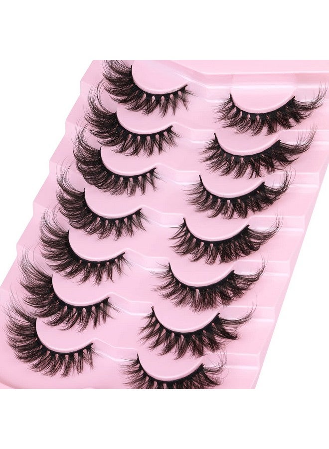Kiromiro Fox Eye Lashes Fluffy Faux Mink Eyelashes Wispy Cat Eye Long False Eyelahses Dramatic Cross Full Volume Strip Lashes Pack 7 Pairs - Image 4