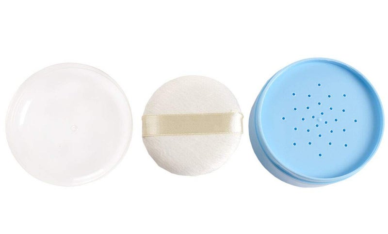 Onwon After-Bath Puff Box Empty Body Powder Container Dispenser Case with Sifter and Powder Puffs for Home and Travel Use - Image 2