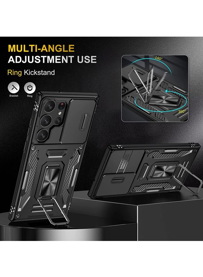 روك بو جالاكسي S23 الترا الهاتف المحمول حالة S235G حماية ضد السقوط صدمة الهاتف المحمول حالة المدمج في انزلاق الكاميرا المضادة للخدش غطاء العدسة المتكاملة 360 درجة قوس دوار الدائري - Image 4