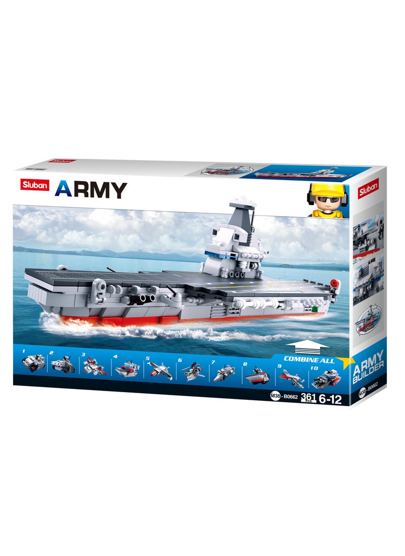 Army Sluban Army Series - Aircraft Carrier 10-In-1 Building Blocks 361 Piece For Age 6+ Years Old  - Image 1