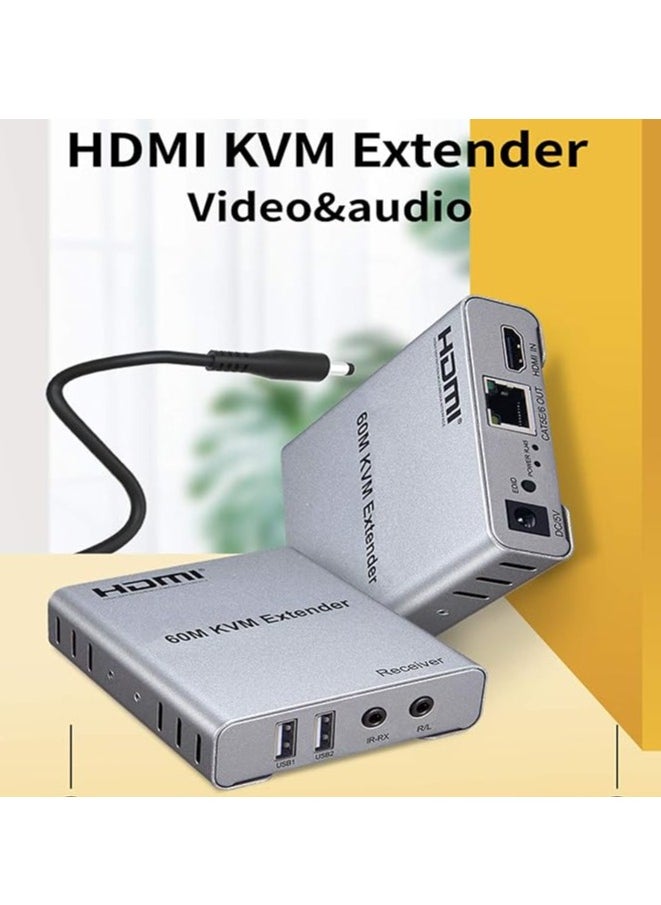 HDMI 60M KVM Extender with Audio, 1080p, 60M long distance transmission, IR remote control