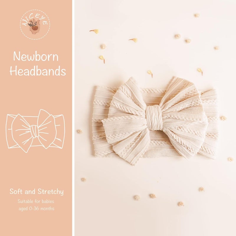 Niceye Handmade Baby Headbands Soft Stretchy Nylon Hair Bands with Bows for Newborn Infant Baby Toddler Girls - Image 2