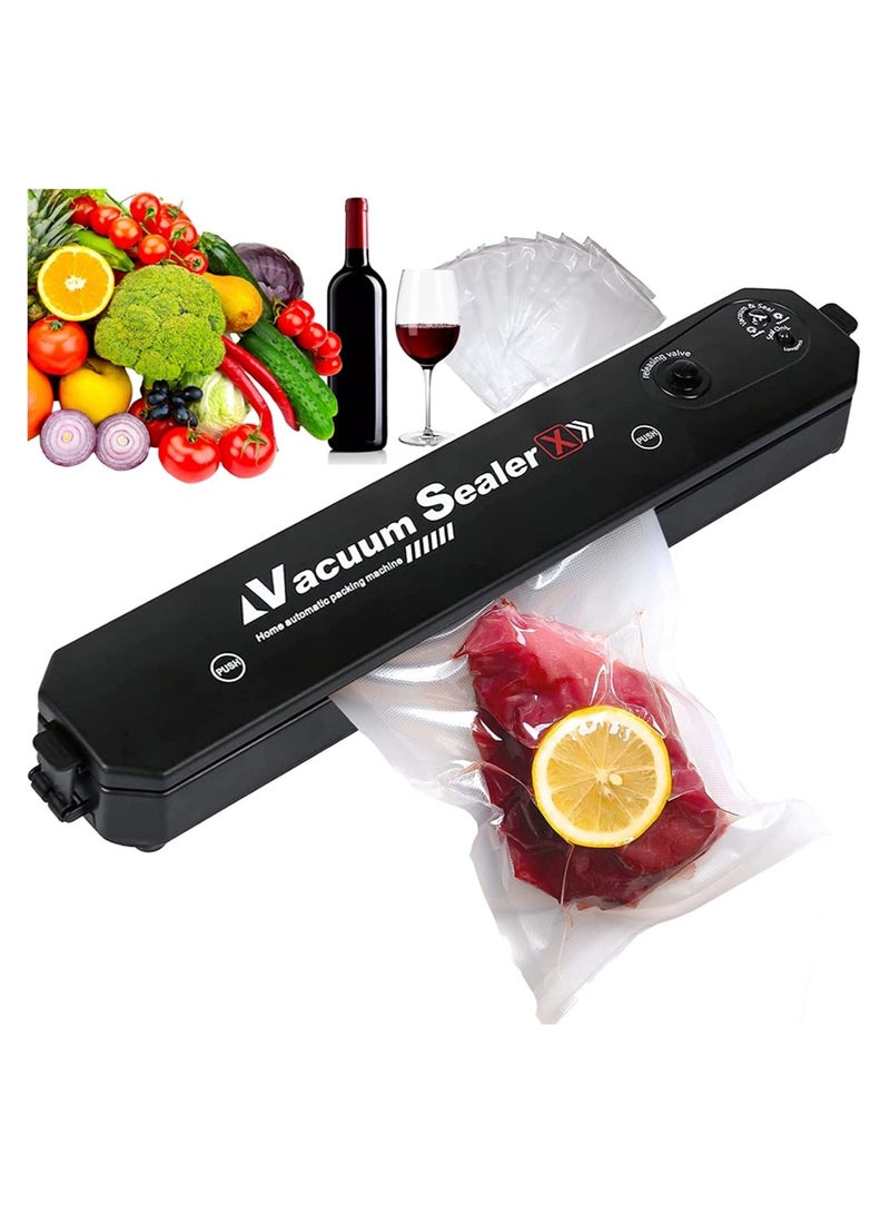Vacuum Sealer with 10 Sealer Bag Vacuum Sealer Machine Automatic Food Vacuum Sealer for Food Savers Storage Household Black Food Sealer - Image 1
