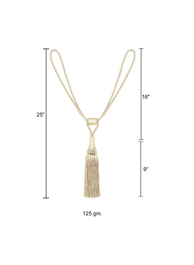 MALOINTEX 4 Pack Curtain Tiebacks Handmade Elegant Curtain Tie Backs Holdbacks with Tassel, Polyester Curtain Tieback for Home Office Hotel Decor - Beige - Image 4