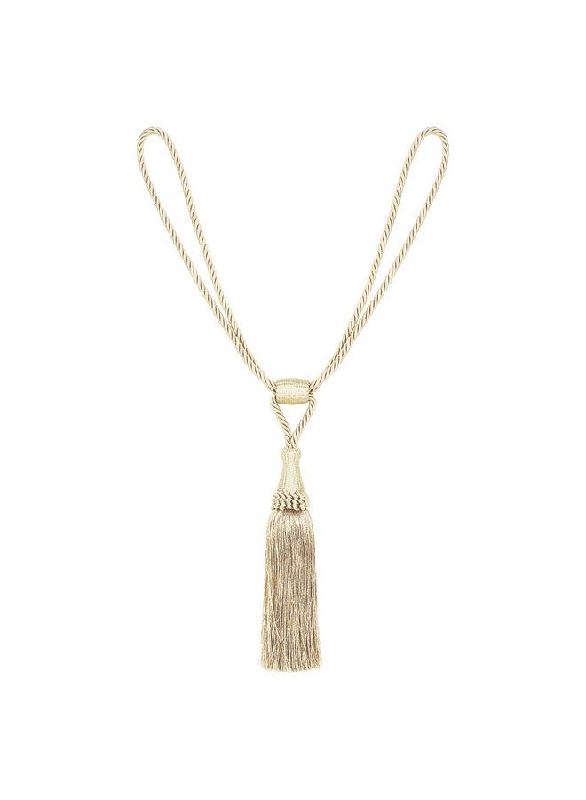 MALOINTEX 4 Pack Curtain Tiebacks Handmade Elegant Curtain Tie Backs Holdbacks with Tassel, Polyester Curtain Tieback for Home Office Hotel Decor - Beige - Image 2