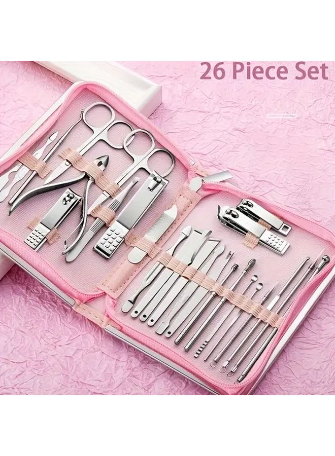 26 قطعة مجموعة كليبرز أظافر وردي كاملة لمجموعة العناية للرجال والنساء - Image 1