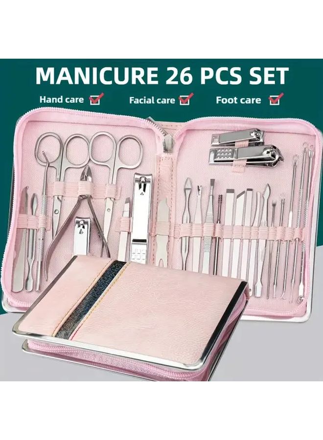 26 قطعة مجموعة كليبرز أظافر وردي كاملة لمجموعة العناية للرجال والنساء - Image 2