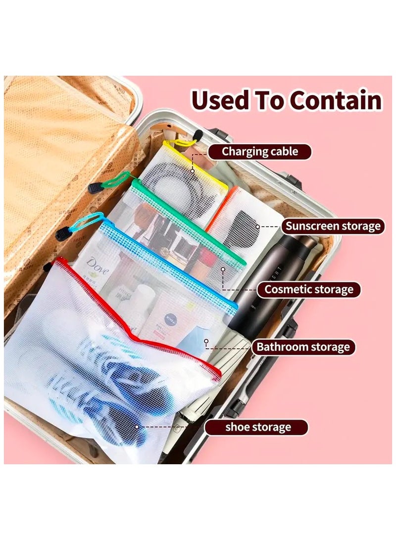 Generic 16pcs Mesh Zipper Pouch Document Bags, 6 Sizes File Bags, Clear Multipurpose PVC Bags, Waterproof Zipper Pouches, Colored Travel Zipper Bags For School, Office, Home Storage  - Image 2