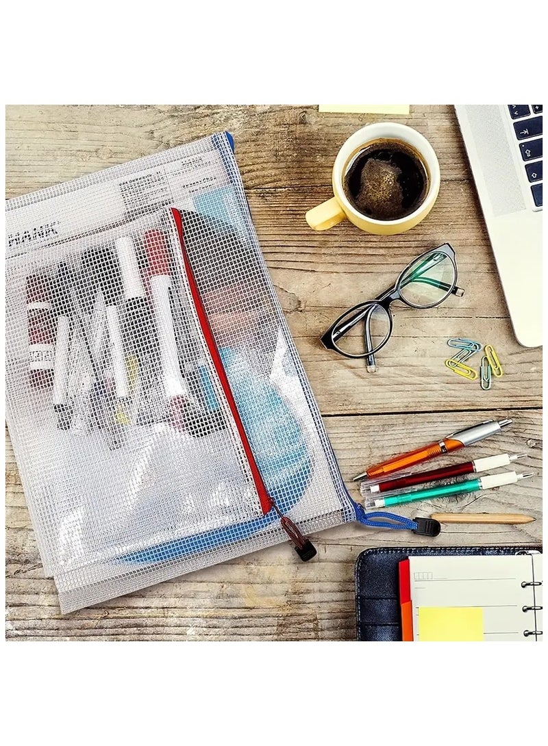 Generic 16pcs Mesh Zipper Pouch Document Bags, 6 Sizes File Bags, Clear Multipurpose PVC Bags, Waterproof Zipper Pouches, Colored Travel Zipper Bags For School, Office, Home Storage  - Image 5