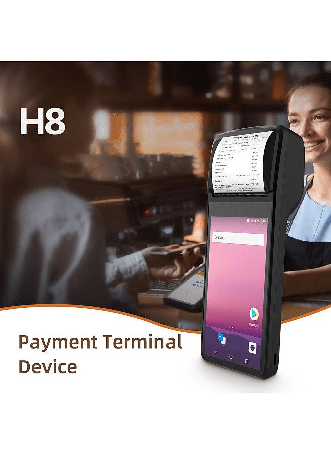 Generic - Handheld 4G POS Receipt Printer Android 11 1D/2D Barcode Scanner PDA Terminal with CCD 1D Barcode Reader Support WiFi BT with 5“ Touchscreen 58mm Width Thermal Label Printing - Image 1