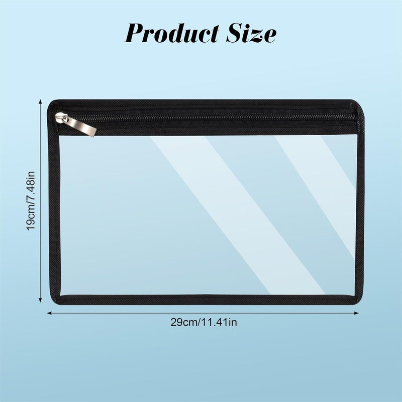 12 Pack Clear Zipper Bags, PVC Pencil Pouch & Cosmetic Envelope Folder, Multi-Purpose Document Organizer Bags, 11.41 x 7.48 Inches - Image 2