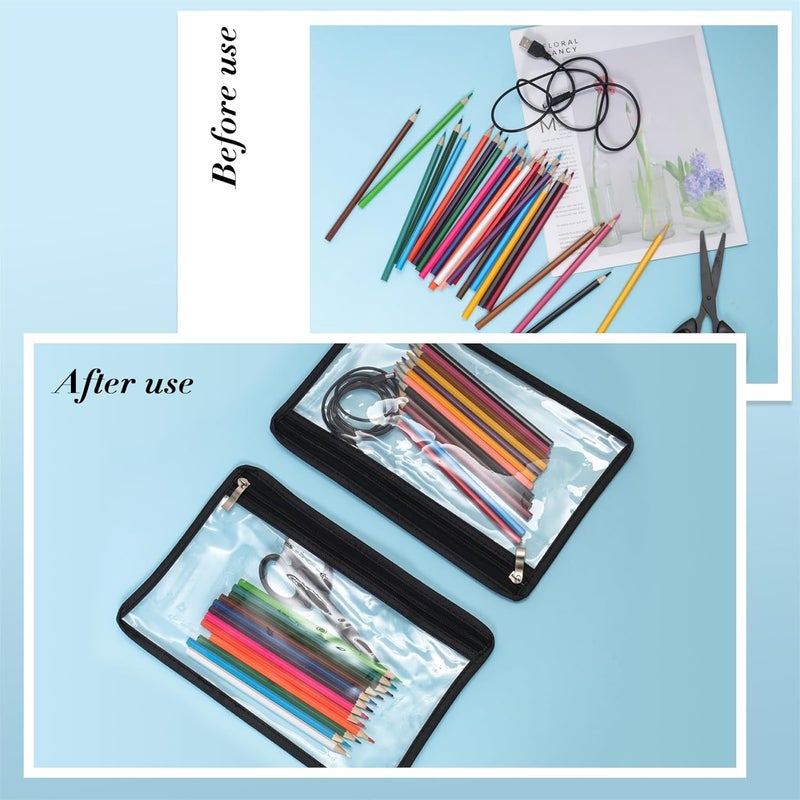 12 Pack Clear Zipper Bags, PVC Pencil Pouch & Cosmetic Envelope Folder, Multi-Purpose Document Organizer Bags, 11.41 x 7.48 Inches - Image 5