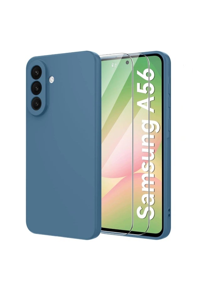 BORTONY Samsung galaxy A56 Case Cover Liquid Silicone Case With 2-Pack Screen Protector Silky-Soft Touch Full-Body Protective Phone Case for Samsung A56 6.7-inch - Image 1