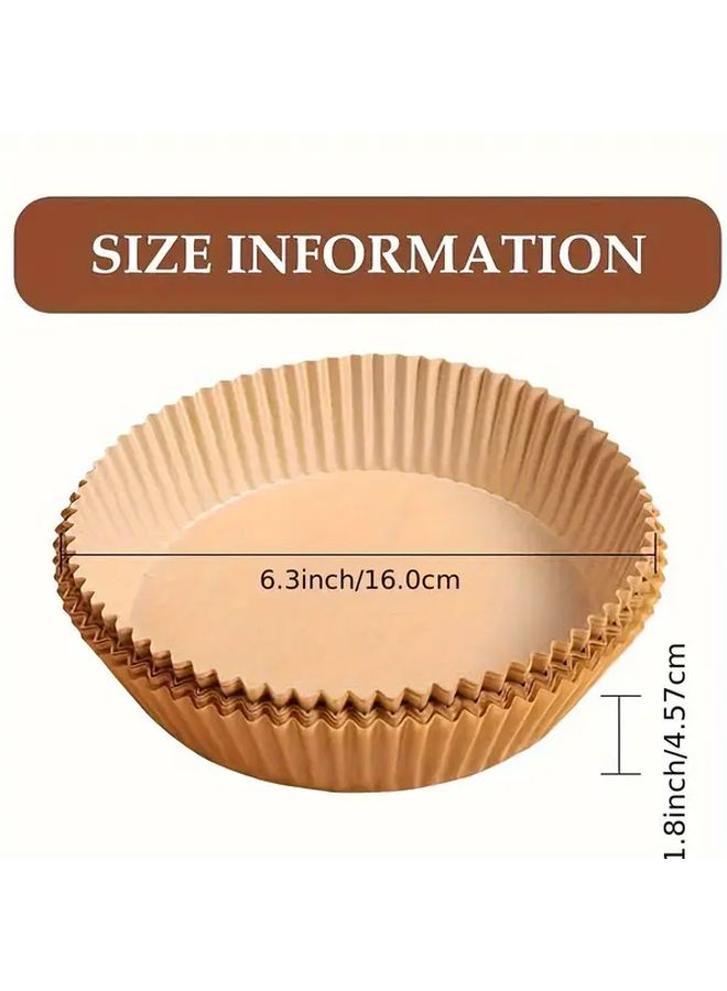 Leather Color Air Fryer Liner Non Stick Round Baking Paper 100pcs Oven Microwave Safe - Image 3