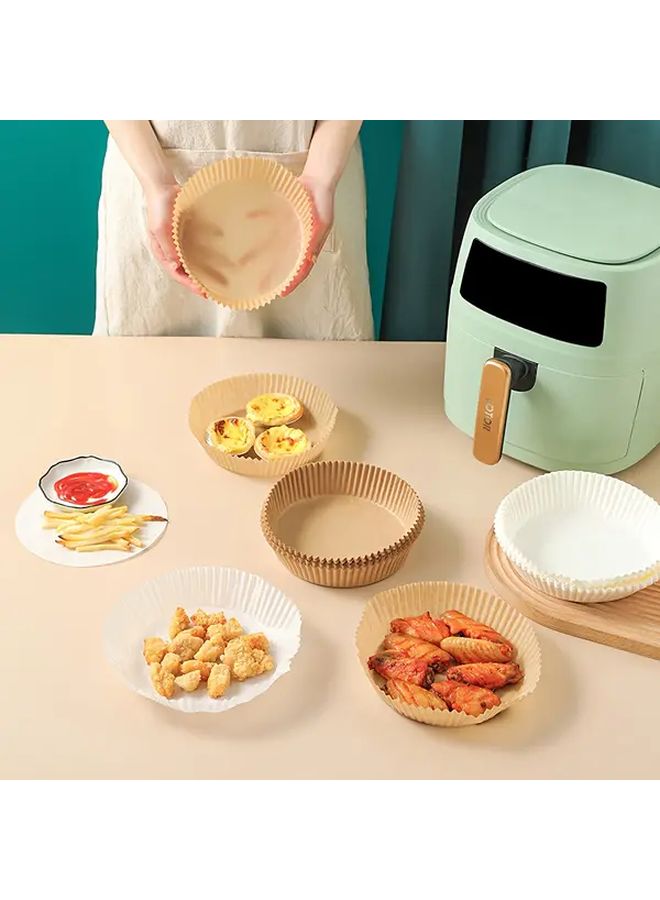 Leather Color Air Fryer Liner Non Stick Round Baking Paper 100pcs Oven Microwave Safe - Image 2