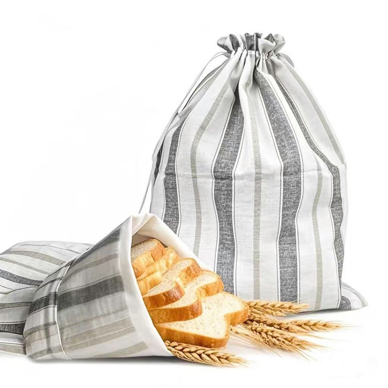 Duthcbw Premium Bread Bags for Homemade Loaves, XL Reusable Linen with Plastic Lining, Equipped with Convenient Drawstring for Ultimate Freshness. BPA-Free, Ideal for Sourdough & Artisan Breads - Image 1