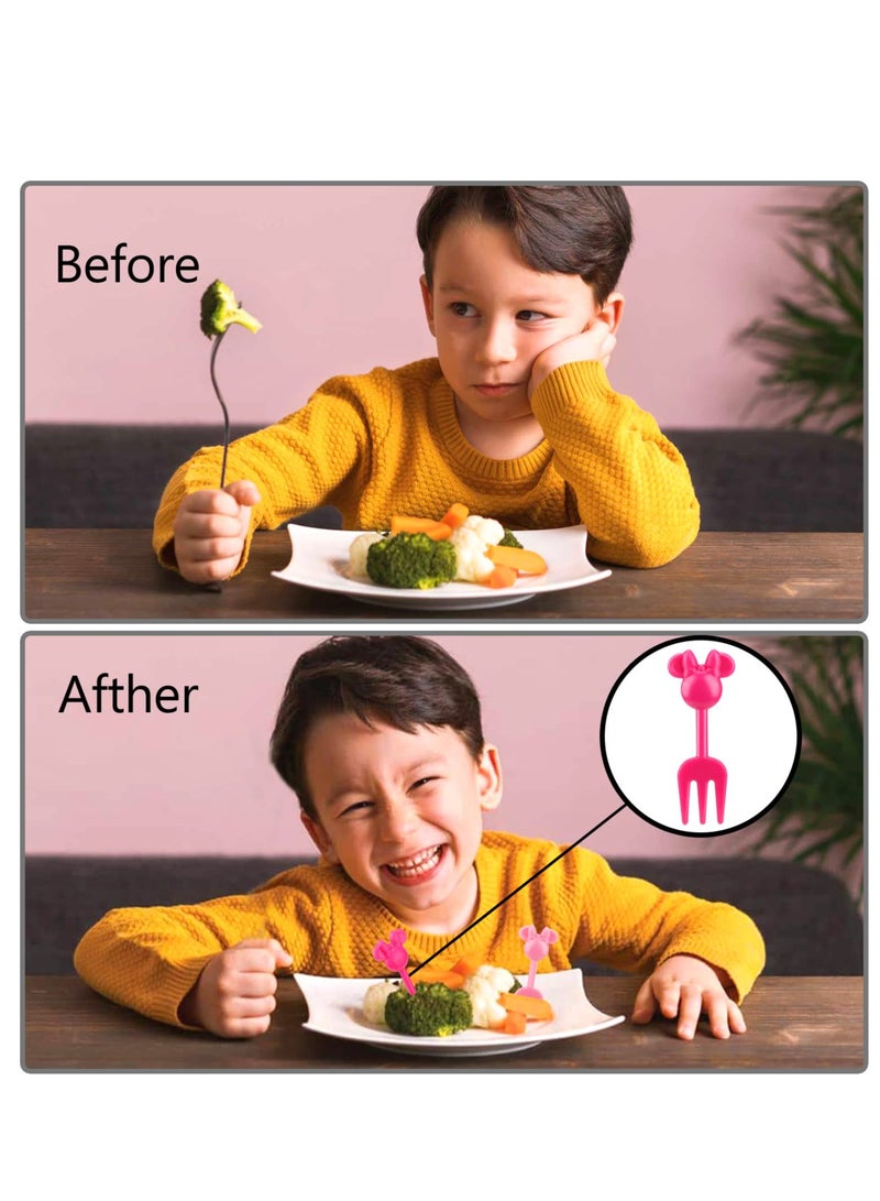 Excefore 40 قطعة رؤوس فئران لأسياخ الطعام للأطفال، شوكات للبنيو لطيفة لزينة صندوق الغداء، شوكة للأطفال، أسياخ طعام للأطفال لصندوق الغداء، للحلويات والحفلات - Image 2