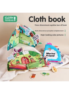 Generic Children's Tail Cloth Book 0-3 Years Old Infant Hand Tear Book Baby Tear Not Tear Book Can Bite Baby Early Teaching-Color:Animal Friends  - Image 2