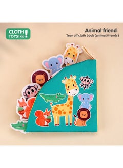 Generic Children's Tail Cloth Book 0-3 Years Old Infant Hand Tear Book Baby Tear Not Tear Book Can Bite Baby Early Teaching-Color:Animal Friends  - Image 1