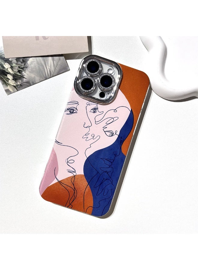 NIBEMINENT Artistic Color Block Human Face Protective TPU Case Cover For iPhone 15 Pro Max Clear - Image 1