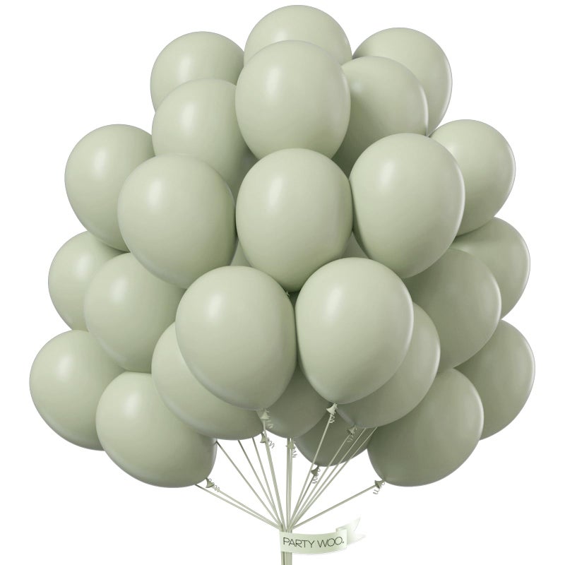 PartyWoo Sage Green Balloons 100pcs 12 Inch Boho Dusty Olive Green Latex Balloons for Birthday Baby Shower Graduation Engagement Wedding Dinosaur Jungle Golf Football Theme Party Decorations GreenF32 - Image 3