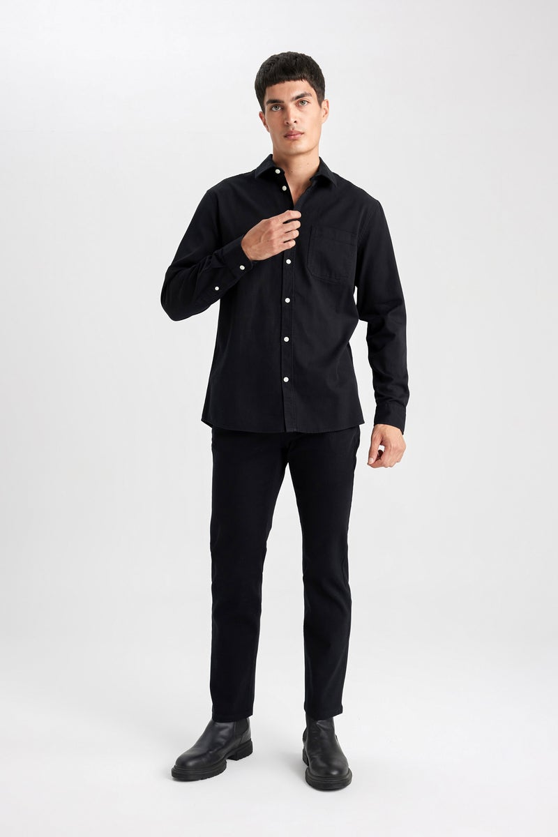 DeFacto Man Regular Fit Gabardine Long Sleeve Shirt  - Image 4