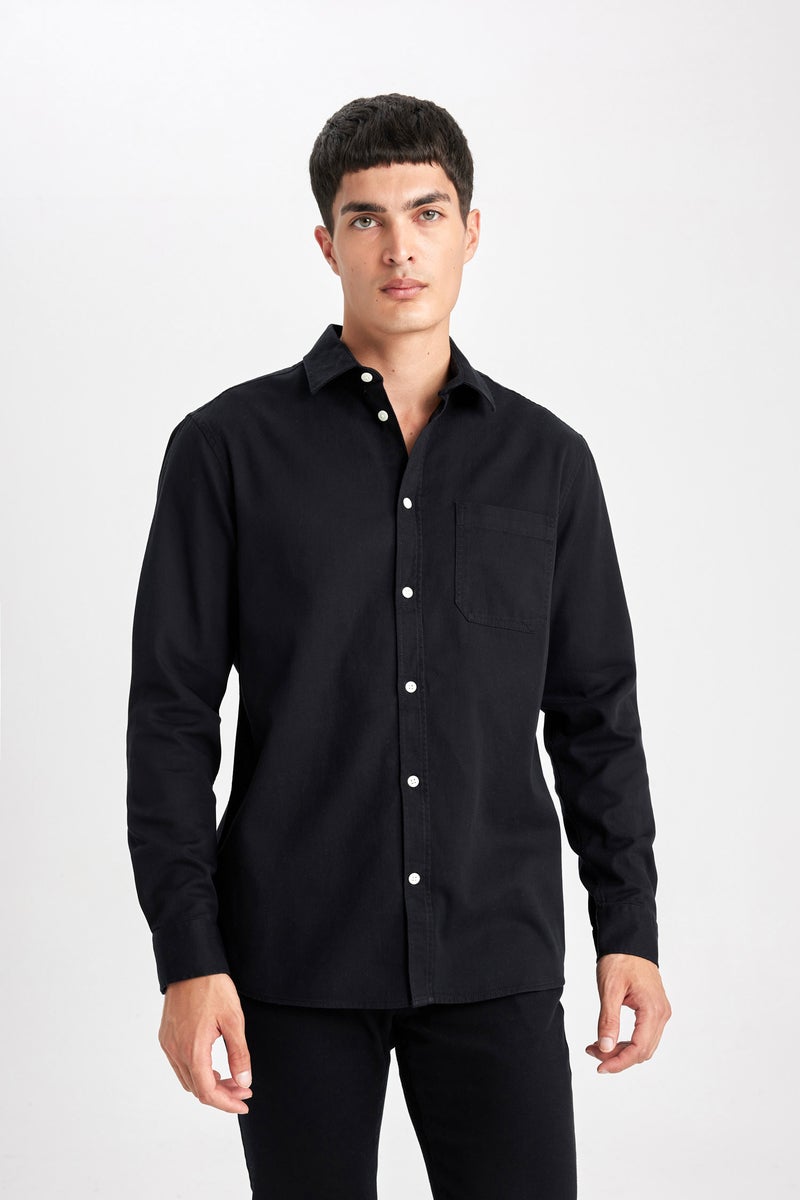 DeFacto Man Regular Fit Gabardine Long Sleeve Shirt  - Image 3
