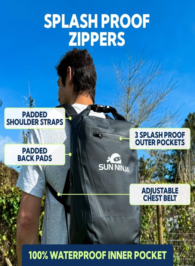 SUN NINJA Dry Bag Backpack, Waterproof Floating Drybag for Kayaking & SUP, Dry Bags Waterproof Backpack for Men & Women, Dry Sack Waterproof Bag, 20L Capacity - Black - Image 4