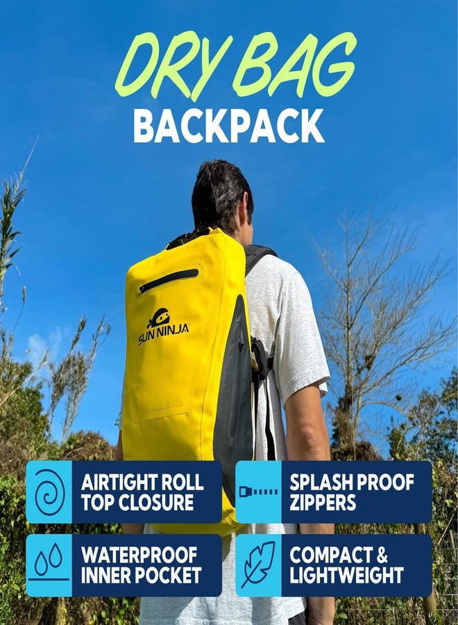 SUN NINJA Dry Bag Backpack, Waterproof Floating Drybag for Kayaking & SUP, Dry Bags Waterproof Backpack for Men & Women, Dry Sack Waterproof Bag, 20L Capacity - Black - Image 2