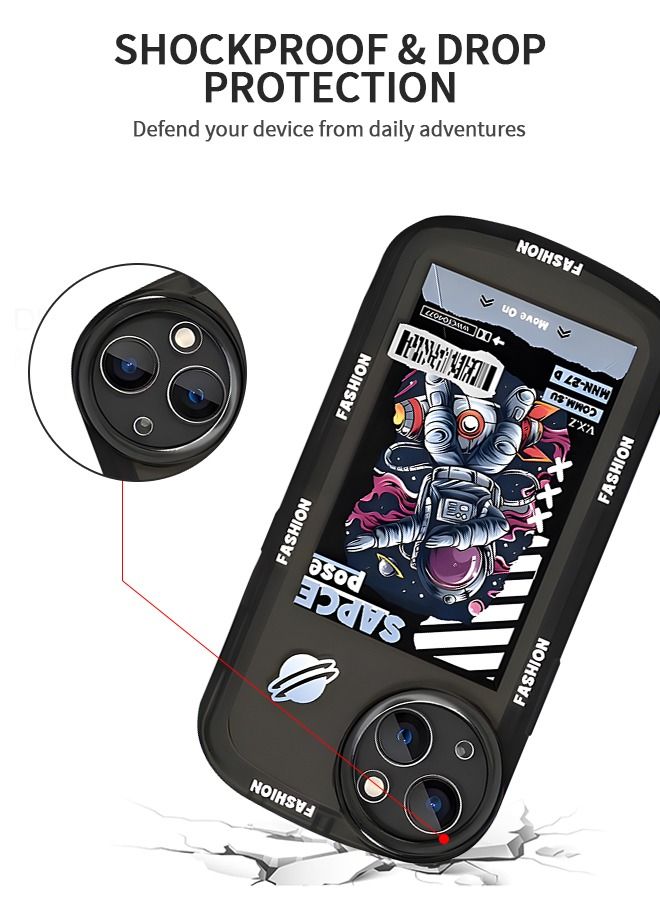 GROIC IPhone 14 Case 6.1 Inch, Cool Cartoon Astronaut Space Rocket Design Stylish Bumper Soft TPU Rubber Protective Anti-Slip Shockproof Fashion - Image 5