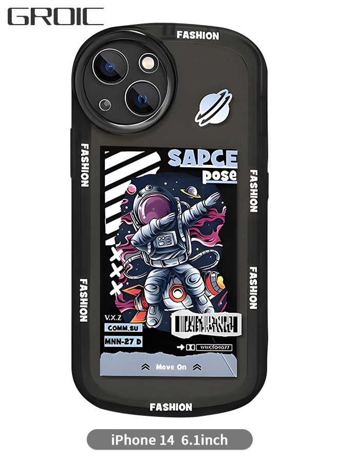 GROIC IPhone 14 Case 6.1 Inch, Cool Cartoon Astronaut Space Rocket Design Stylish Bumper Soft TPU Rubber Protective Anti-Slip Shockproof Fashion - Image 1