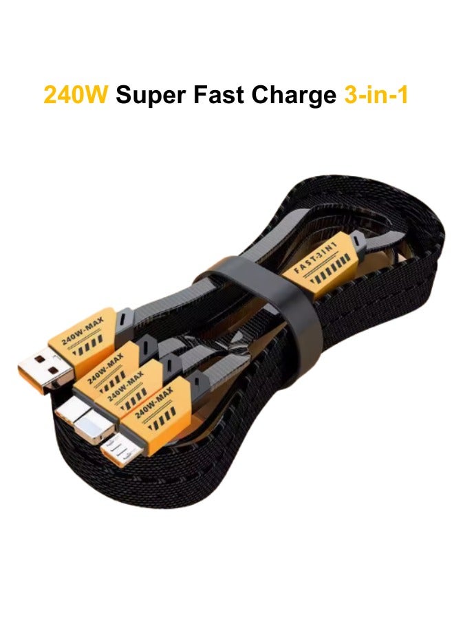 240W Super Fast Charging Data Cable Suitable For Iphone Huawei Data Cable Three In One - Mecha  - Image 2