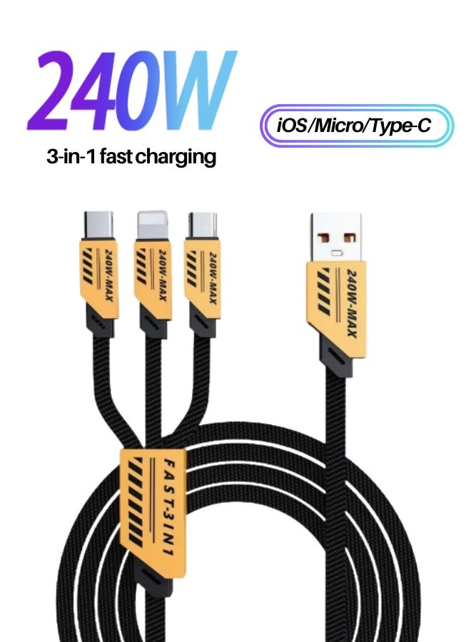 240W Super Fast Charging Data Cable Suitable For Iphone Huawei Data Cable Three In One - Mecha  - Image 1