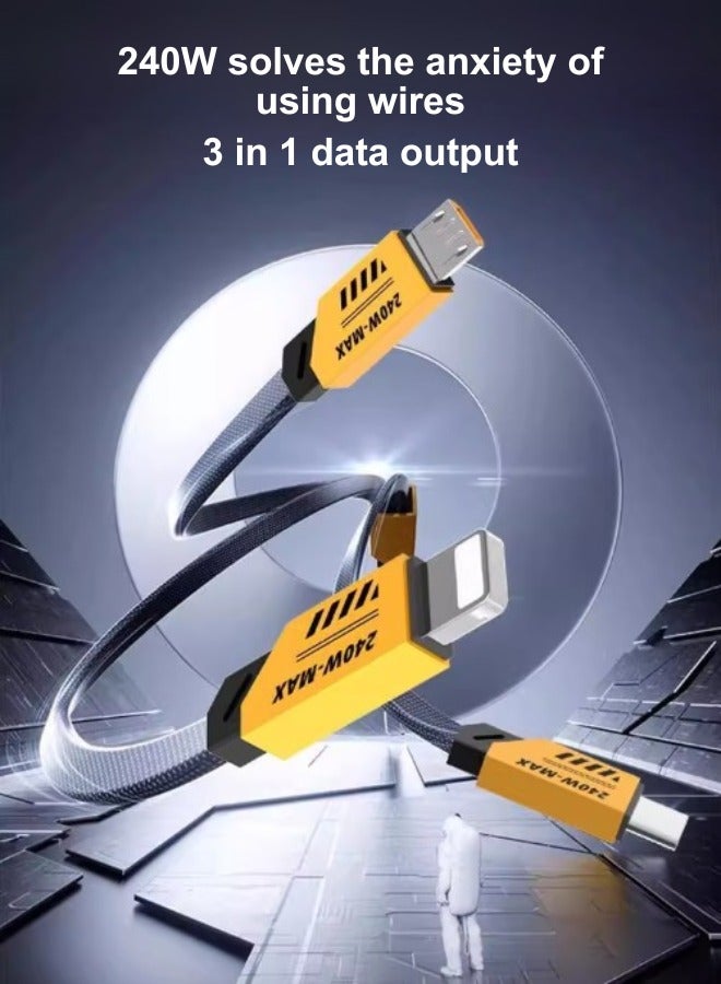 240W Super Fast Charging Data Cable Suitable For Iphone Huawei Data Cable Three In One - Mecha  - Image 3