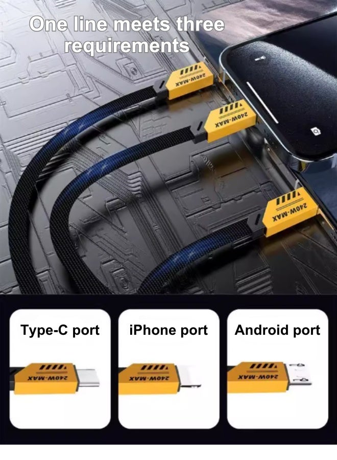 240W Super Fast Charging Data Cable Suitable For Iphone Huawei Data Cable Three In One - Mecha  - Image 4