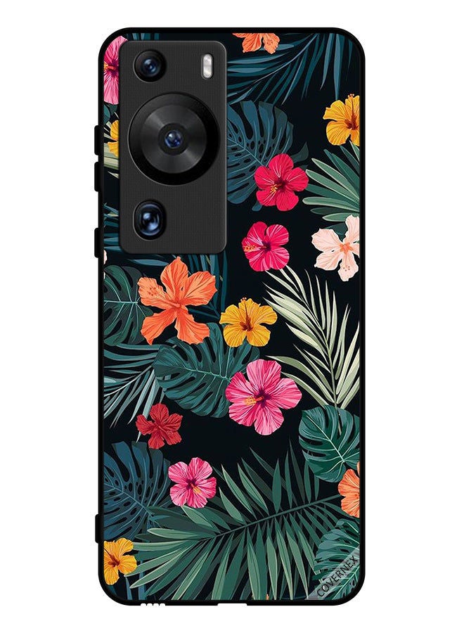 Covernex Protective Case Cover For Huawei P60 Pro Multi Color Flowers And Dark Green Feathers - Image 1