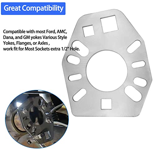 Kujunpao Pinion Holding Tool Holder Yoke Wrench Compatible with Various Style Yokes, Flanges, or Axles Fit for Most Sockets extra 1/2" Hole - Image 2