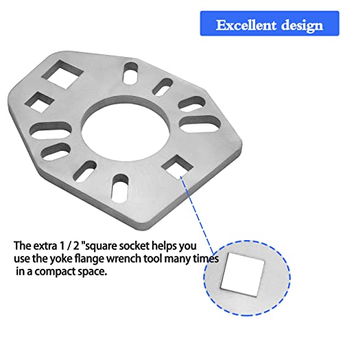 Kujunpao Pinion Holding Tool Holder Yoke Wrench Compatible with Various Style Yokes, Flanges, or Axles Fit for Most Sockets extra 1/2" Hole - Image 3